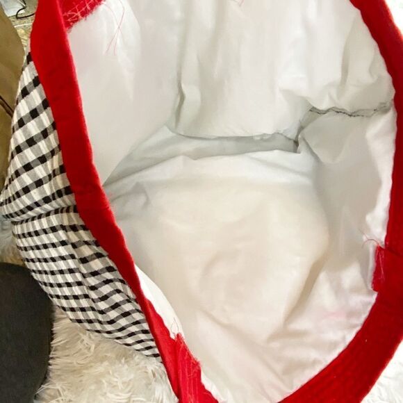 Women's Gingham Embroidered Ladybug and Sunflower Tote Bag Black, Red & White - Picture 6 of 8